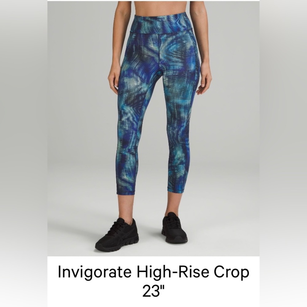 Lululemon, Invigorate High-rise 23” Crop, Shapeshifter Flux Blue Multi, Pockets!